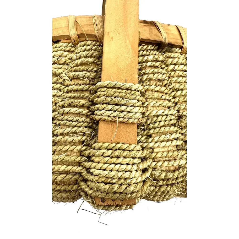 Hand Woven Handmade Wicker and Jute Basket with Handle Vintage
